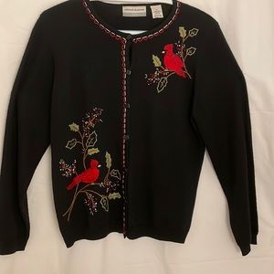 Alfred Dunner Black Cardigan Christmas Sweater